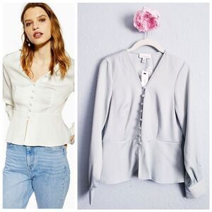 Topshop Light Seafoam Rouleau Button Detail Blouse